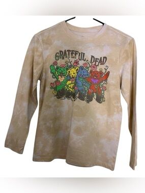 Grateful Dead Kids Beige Tie-Dye Long Sleeve Shirt (Unisex)